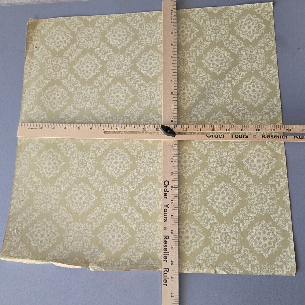 Vintage Wallpaper Sample Sheet Geometric Medallion Demask Crafting Ephemera - Picture 6 of 10